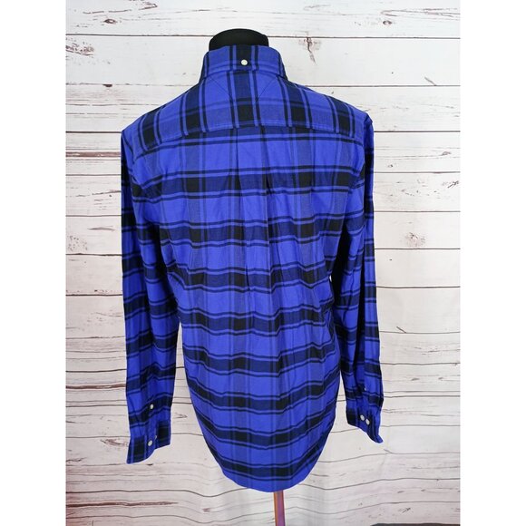 Tommy Hilfiger Men's Regular Fit Cotton Blue Plaid Flannel Long Sleeve Casual - Picture 3 of 10